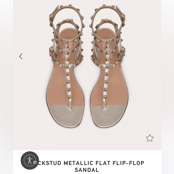 Valentino ROCKSTUD METALLIC FLAT FLIP-FLOP SANDAL - Picture 4 of 7